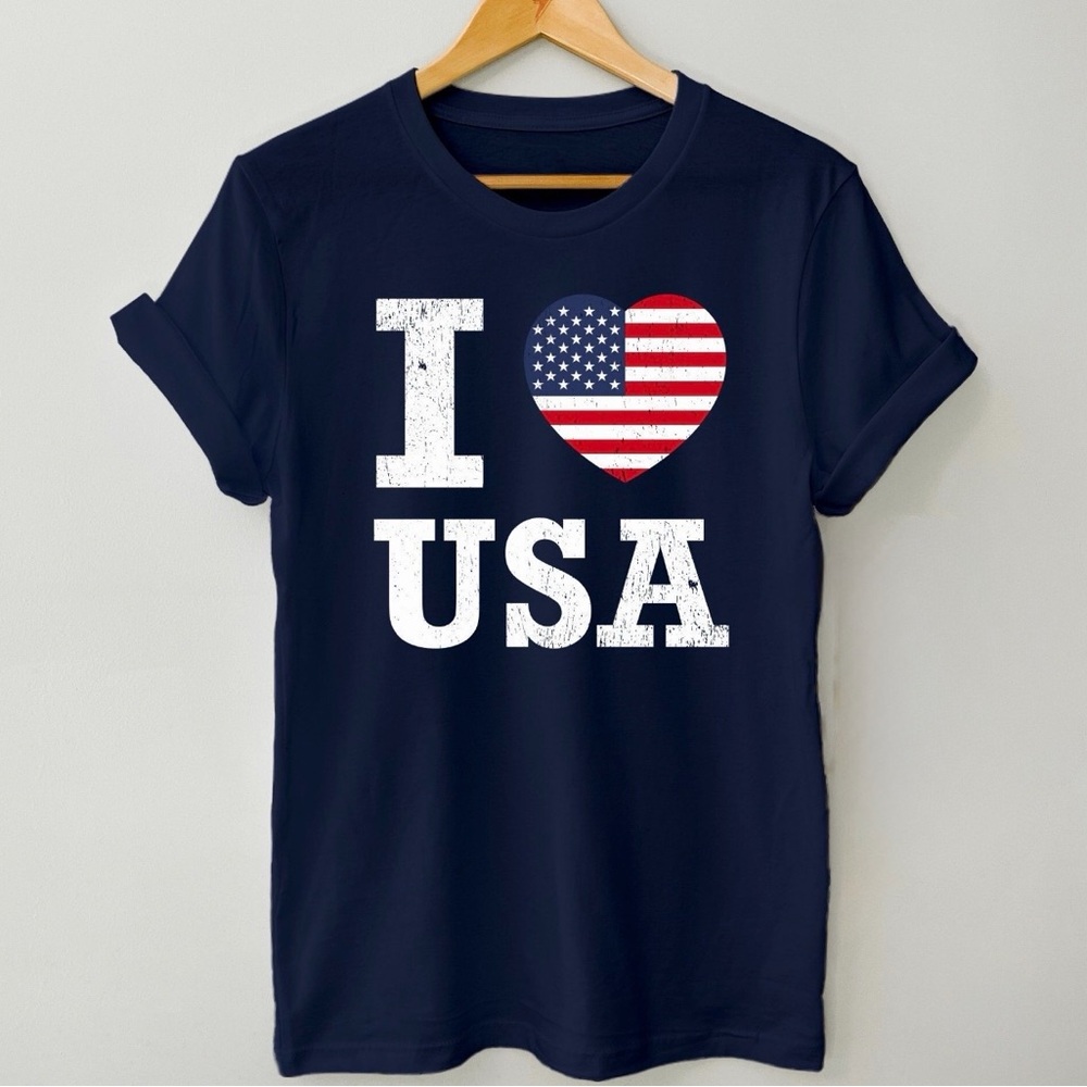 Navy Blue 'I Love USA'  T-Shirt